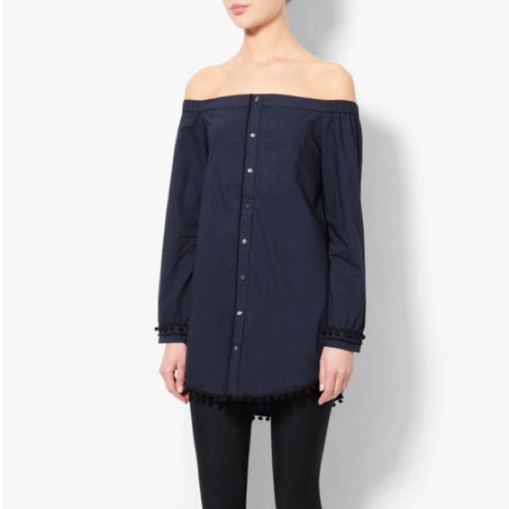10 Crosby Derek lam Pom Pom off shoulder tunic top